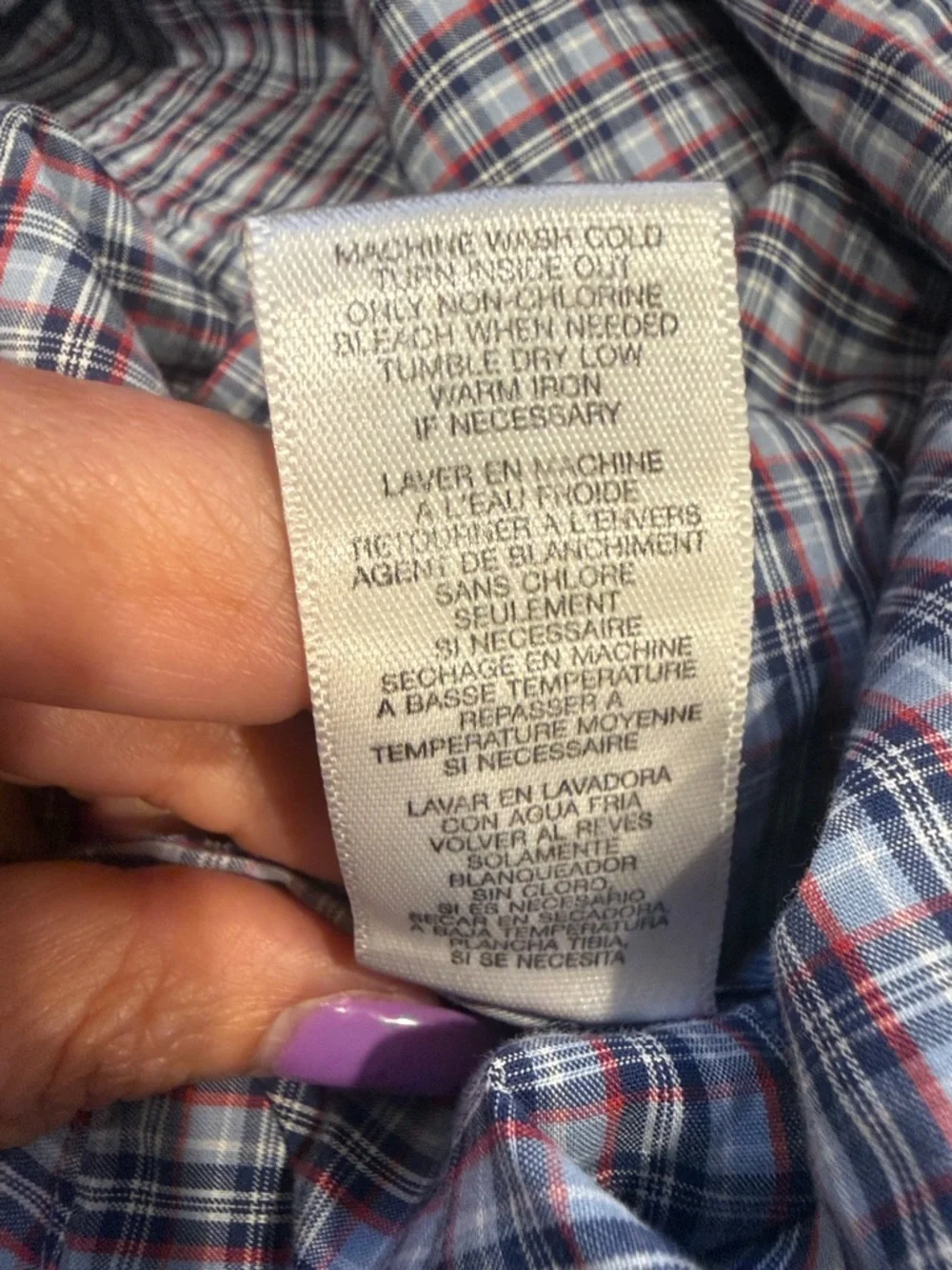 Michael Kors Men's Blue Plaid Button-Down Shirt - Picture 6 of 6